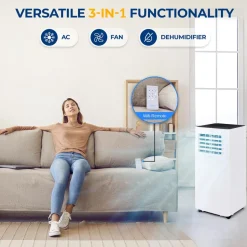 Portable Air Conditioner 10,000 BTU WiFi Control, Dehumidifier, White<SereneLife New