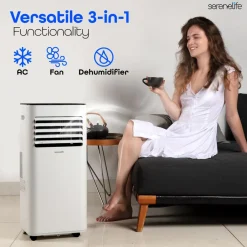 Portable Air Conditioner 8000 BTU Efficient Cooling White<SereneLife New