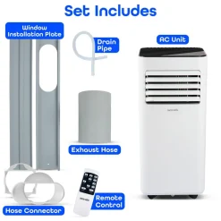 Portable Air Conditioner 8000 BTU Efficient Cooling White<SereneLife New