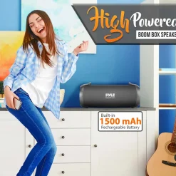 Portable Bluetooth Boombox Speaker - Loud Sound, Rechargeable, Blue<Pyle Discount