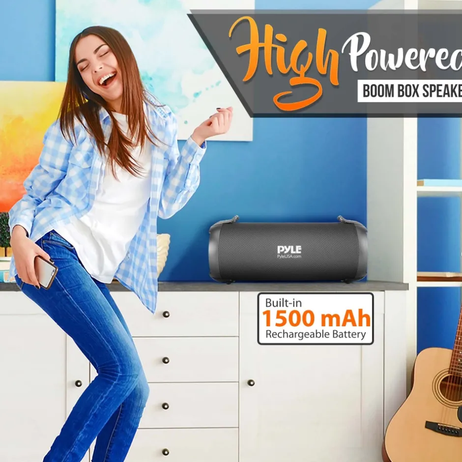 Portable Bluetooth Boombox Speaker - Loud Sound, Rechargeable, Blue<Pyle Discount
