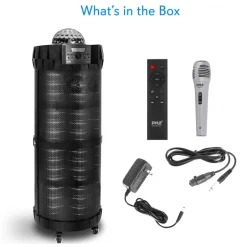 Portable Bluetooth PA Speaker 800W, LED Lights, Rechargeable, Karaoke<Pyle New