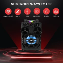 Portable Bluetooth PA Speaker 580W Rechargeable LED Party Lights<Pyle Hot