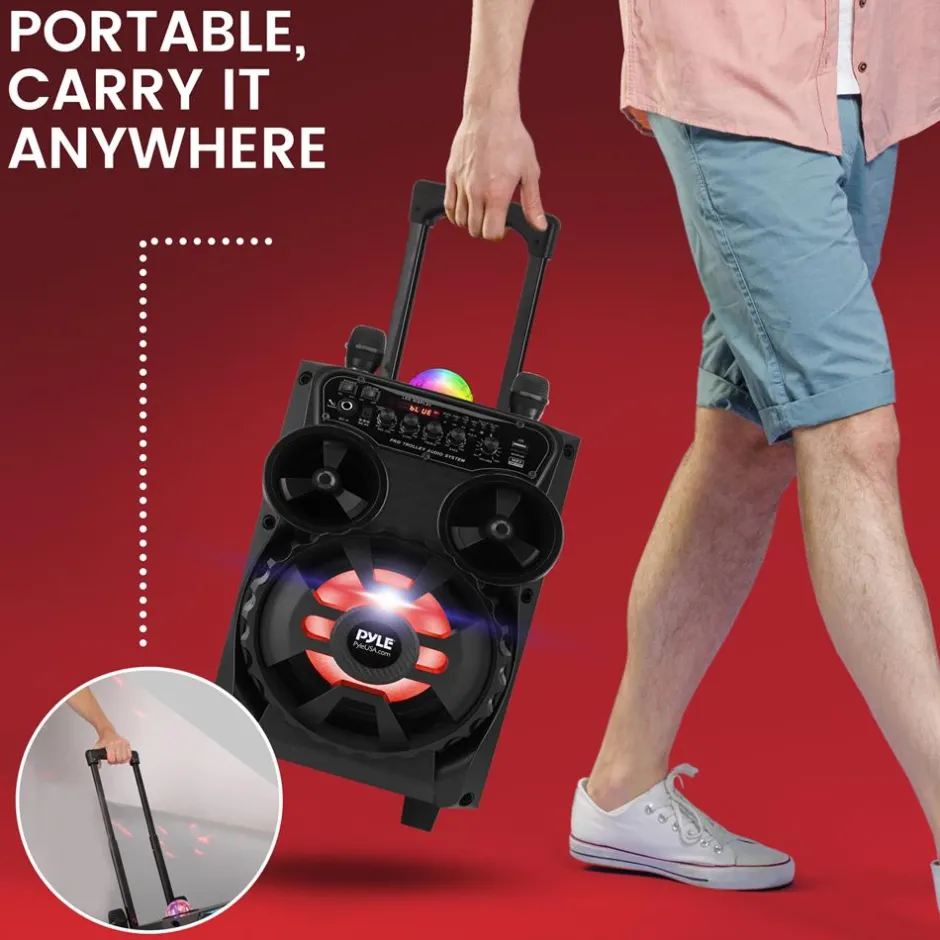 Portable Bluetooth PA Speaker 580W Rechargeable LED Party Lights<Pyle Hot