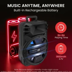 Portable Bluetooth PA Speaker 800W Rechargeable LED Lights<Pyle Sale