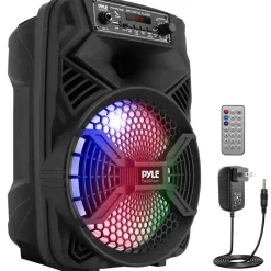 Portable Bluetooth PA Speaker 300W Rechargeable 8" Subwoofer 3-ohm Party Lights<Pyle Sale