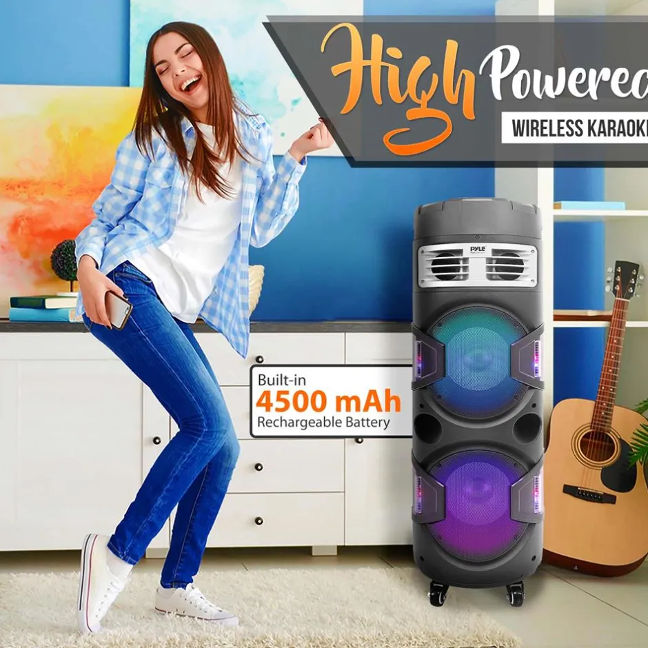 Portable Bluetooth PA Speaker 1200W Rechargeable LED Party Lights<Pyle Hot