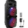 Portable Bluetooth PA Speaker 600W Rechargeable Dual 8" Subwoofer Party Lights<Pyle Discount