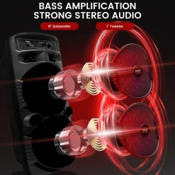 Portable Bluetooth PA Speaker 600W Rechargeable Dual 8" Subwoofer Party Lights<Pyle Discount