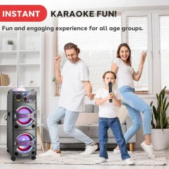 Portable Bluetooth PA Speaker 2000W, DJ Lights, Wireless Mic, USB/SD, Wheels<Pyle Sale