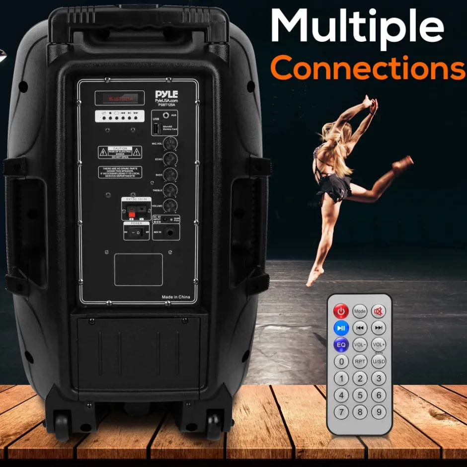 Portable Bluetooth PA Speaker 1200W Rechargeable Battery 12" Subwoofer<Pyle New