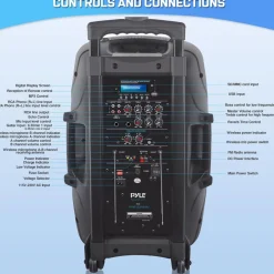 Portable Bluetooth PA Speaker 1600W Rechargeable Battery 15" w/ Mics<Pyle Outlet