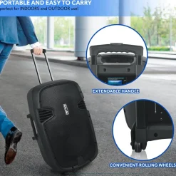 Portable Bluetooth PA Speaker 1600W Rechargeable Battery 15