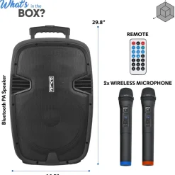 Portable Bluetooth PA Speaker 1600W Rechargeable Battery 15