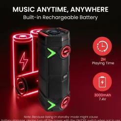 Portable Bluetooth PA Speaker 400W Rechargeable LED Lights 8
