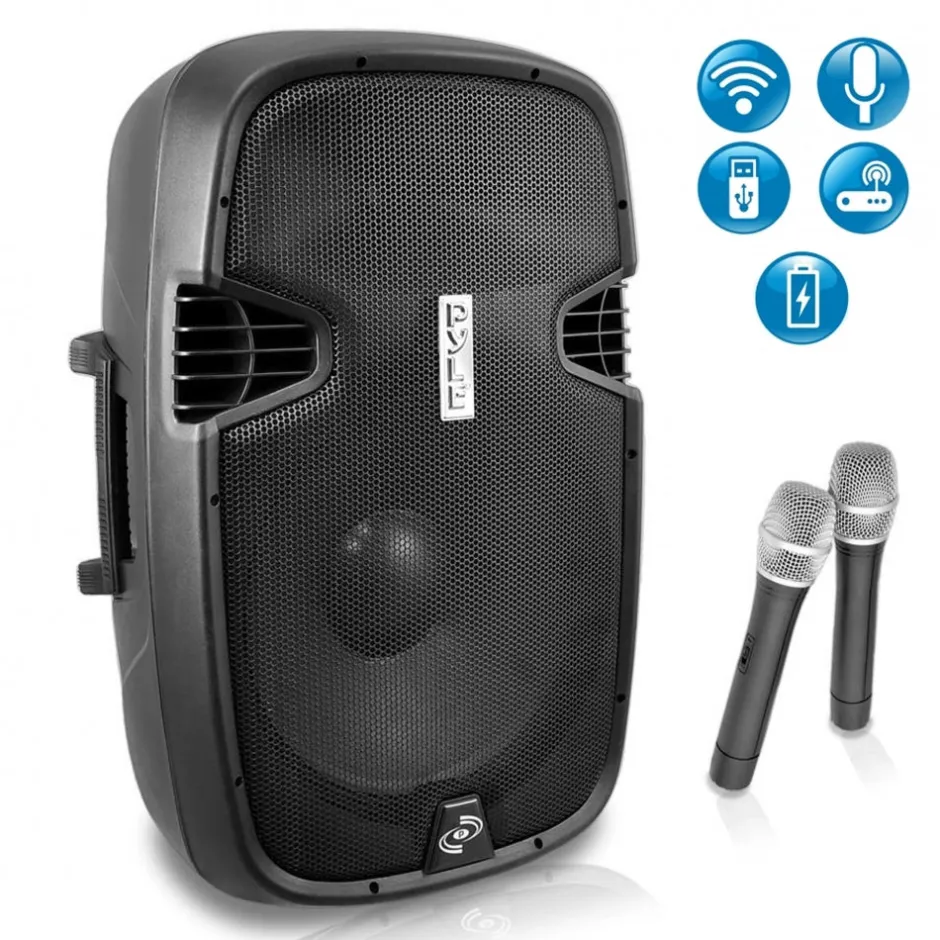 Portable Bluetooth PA Speaker, 1000W, Rechargeable, 12" Subwoofer, 2 Mics<Pyle New