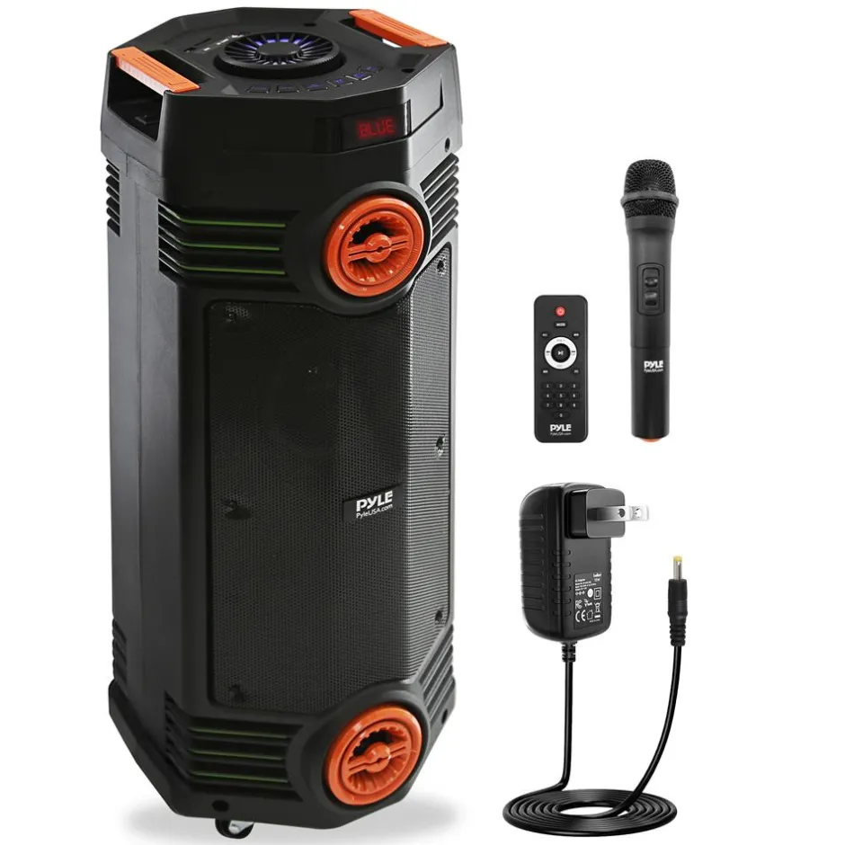 Portable Bluetooth PA Speaker 300W Rechargeable LED Lights Indoor/Outdoor<Pyle New