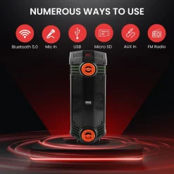 Portable Bluetooth PA Speaker 300W Rechargeable LED Lights Indoor/Outdoor<Pyle New