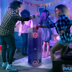 Portable Bluetooth PA Speaker 300W Rechargeable LED Lights Indoor/Outdoor<Pyle New