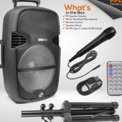 Portable Bluetooth PA Speaker 1000W, 15" Subwoofer, Party Lights, Blue<Pyle Sale