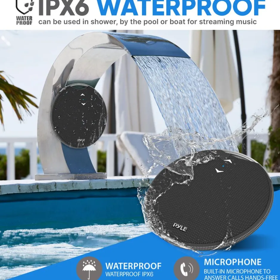 Portable Bluetooth Speaker, Loud Sound, IPX7 Waterproof, Mini, Black<Pyle Best