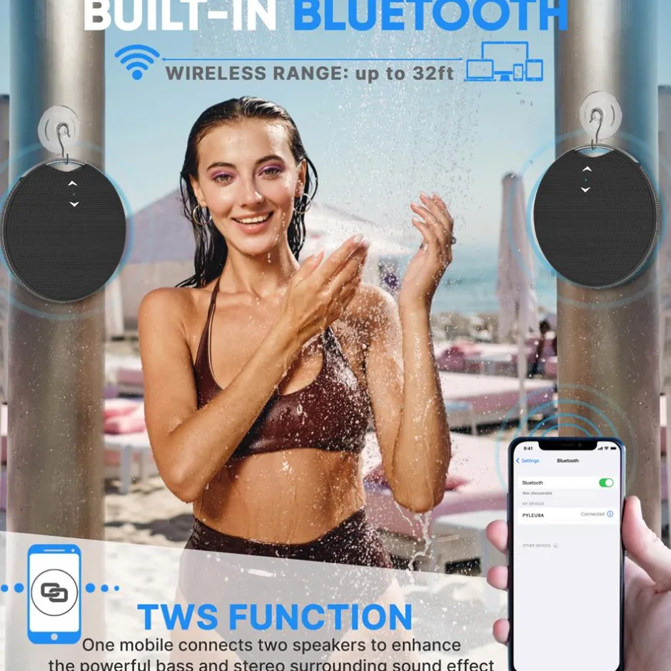 Portable Bluetooth Speaker, Loud Sound, IPX7 Waterproof, Mini, Black<Pyle Best