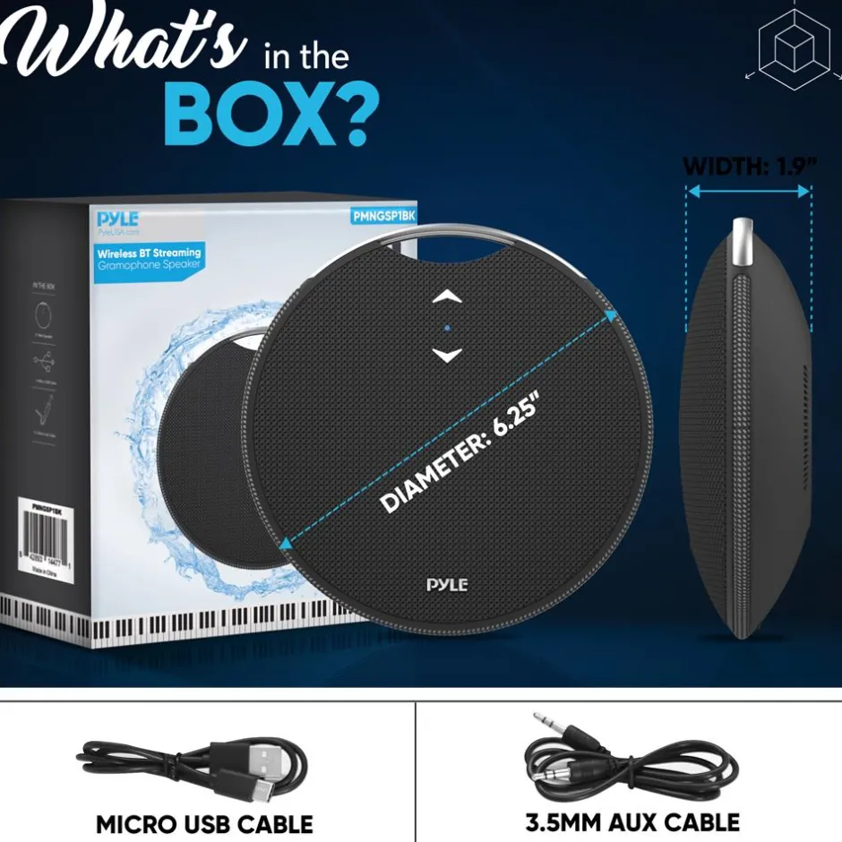 Portable Bluetooth Speaker, Loud Sound, IPX7 Waterproof, Mini, Black<Pyle Best