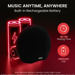 Portable Bluetooth Speaker 280W Waterproof Wireless Mic Rechargeable Battery<Pyle Clearance