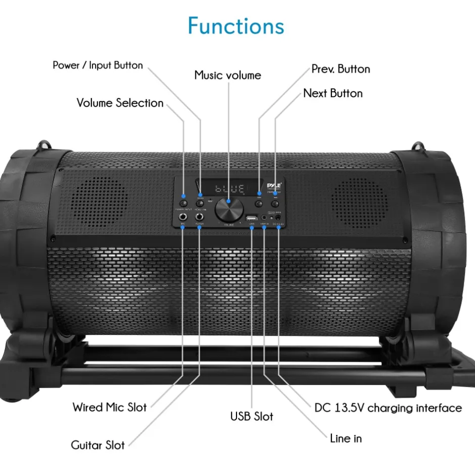 Portable Boombox Mic & Speaker System<Pyle Discount