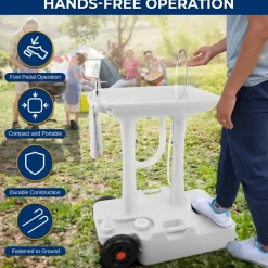 Portable Camping Sink, Hands-Free Use, 30L Tank, Large Wheels<SereneLife Discount