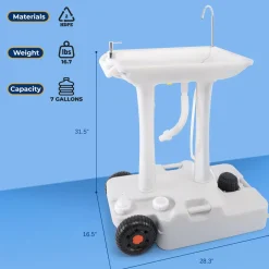 Portable Camping Sink, Hands-Free Use, 30L Tank, Large Wheels<SereneLife Discount
