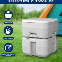 Portable Camping Toilet, Leak-Proof, 5.3 Gal Waste Tank, Easy Clean<SereneLife Discount
