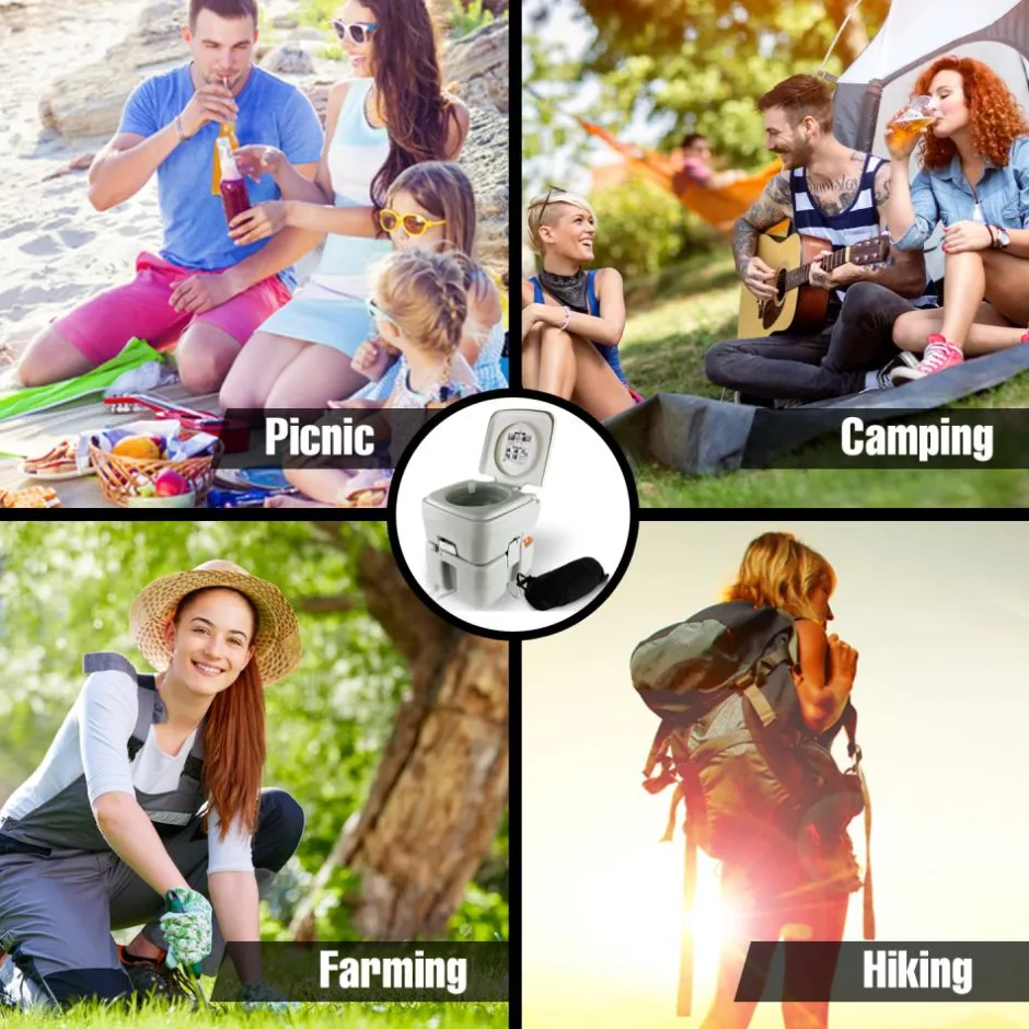 Portable Camping Toilet, Leak-Proof, 5.3 Gal Waste Tank, Easy Clean<SereneLife Discount