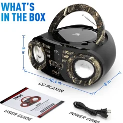 Portable CD Player Boombox, Wireless Streaming, 50W, LED Display, White<Pyle Best