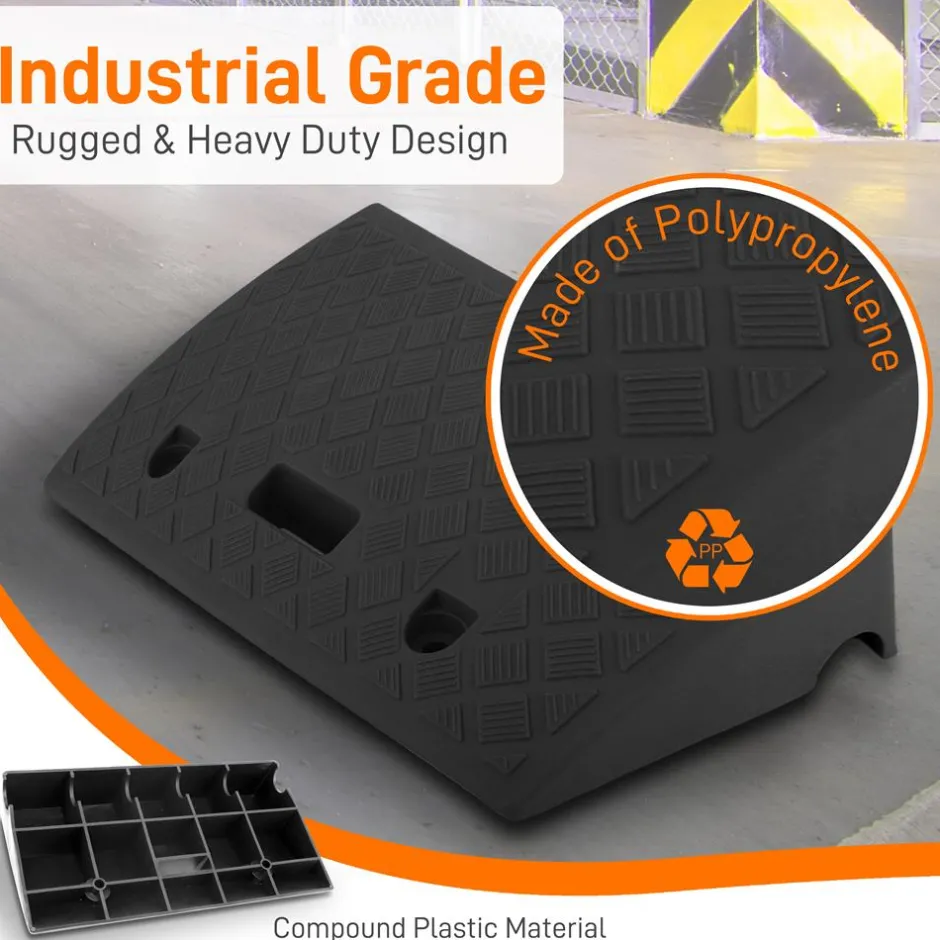 Portable Curb Ramps 6,600 lbs Capacity Heavy Duty Plastic 2PC Set<Pyle New