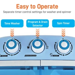 Portable 2-in-1 Washer & Dryer, Energy Efficient, Top-Loading, Blue<Pure Clean Best
