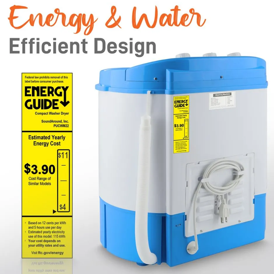 Portable 2-in-1 Washer & Dryer, Energy Efficient, Top-Loading, Blue<Pure Clean Best
