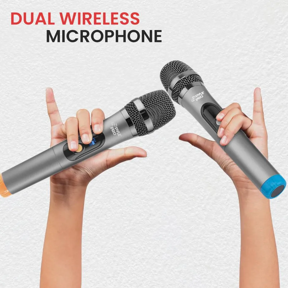Portable Karaoke Machine, HD Touch Screen, Dual Wireless Mics, Trolley<Pyle Discount