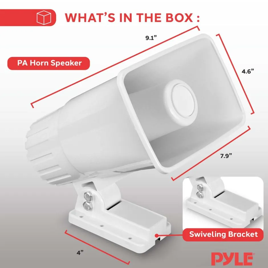 Portable PA Horn Speaker, Clear Sound, 65W, Adjustable Bracket<Pyle Sale