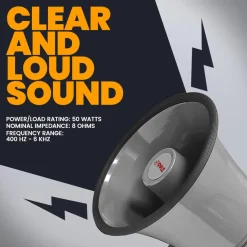 Portable PA Horn Speaker, Clear Sound, Aluminum Housing, Grey<Pyle Discount
