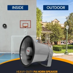 Portable PA Horn Speaker, Clear Sound, Aluminum Housing, Grey<Pyle Discount