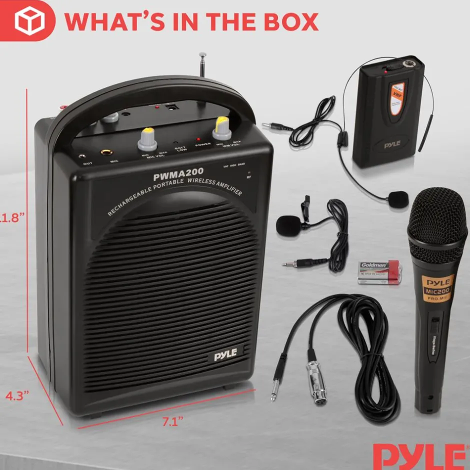 Portable PA Speaker System - Amplifies Voice - Rechargeable Battery<Pyle Sale