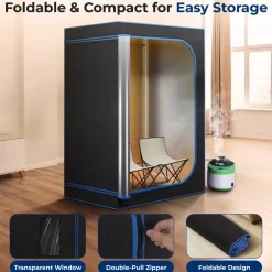 Portable 2-Person Sauna Tent, Detox & Relax, 4L Steamer, 2 Chairs, Black<SereneLife Best
