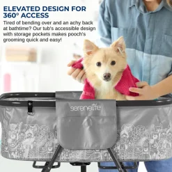 Portable Pet Bath Tub, Easy Clean, Marine Grade PVC, Gray<SereneLife
