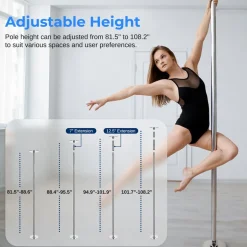 Portable Spinning Dance Pole, Adjustable Steel, Holds 1102 lbs<SereneLife Clearance