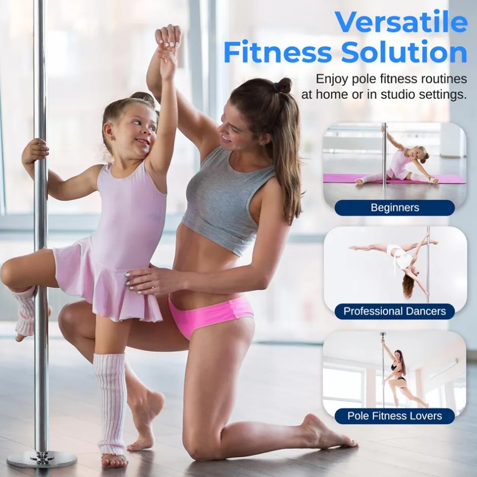 Portable Spinning Dance Pole, Adjustable Steel, Holds 1102 lbs<SereneLife Clearance