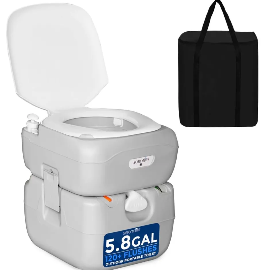 Portable Toilet 5.8 Gal Leak-Proof High-Density Polyethylene Camping<SereneLife