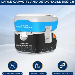 Portable Toilet 5.8 Gal Leak-Proof High-Density Polyethylene Camping<SereneLife