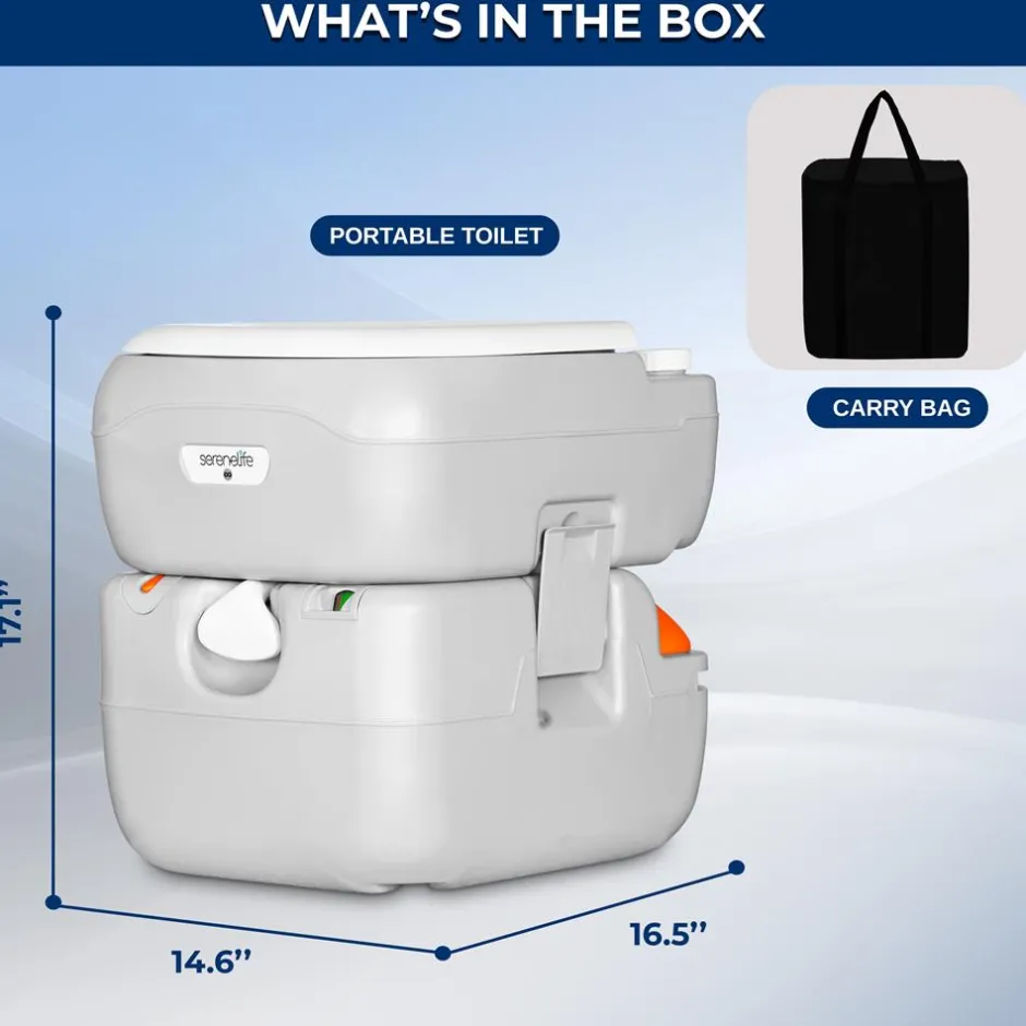 Portable Toilet 5.8 Gal Leak-Proof High-Density Polyethylene Camping<SereneLife