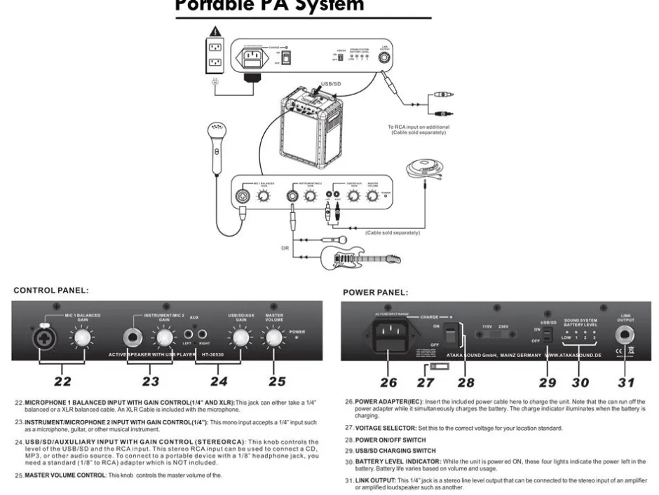 Portable 400W PA System, Rechargeable, DJ Controls, White<Pyle Hot